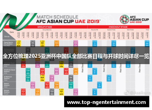 全方位梳理2025亚洲杯中国队全部比赛日程与开球时间详尽一览